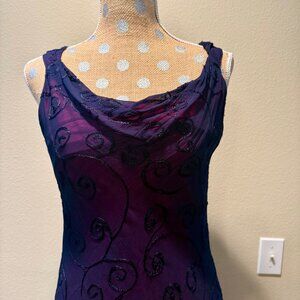 Slip Dress | Navy shell with hot pink lining | Size M